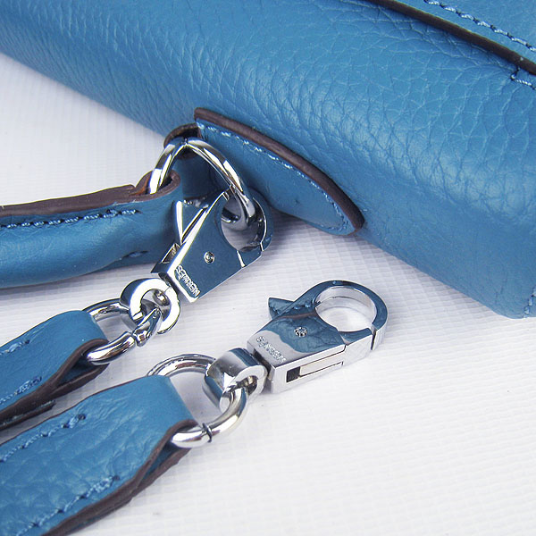 High Quality Hermes Kelly 35CM Togo Leather Bag Middle Blue 6308 - Click Image to Close